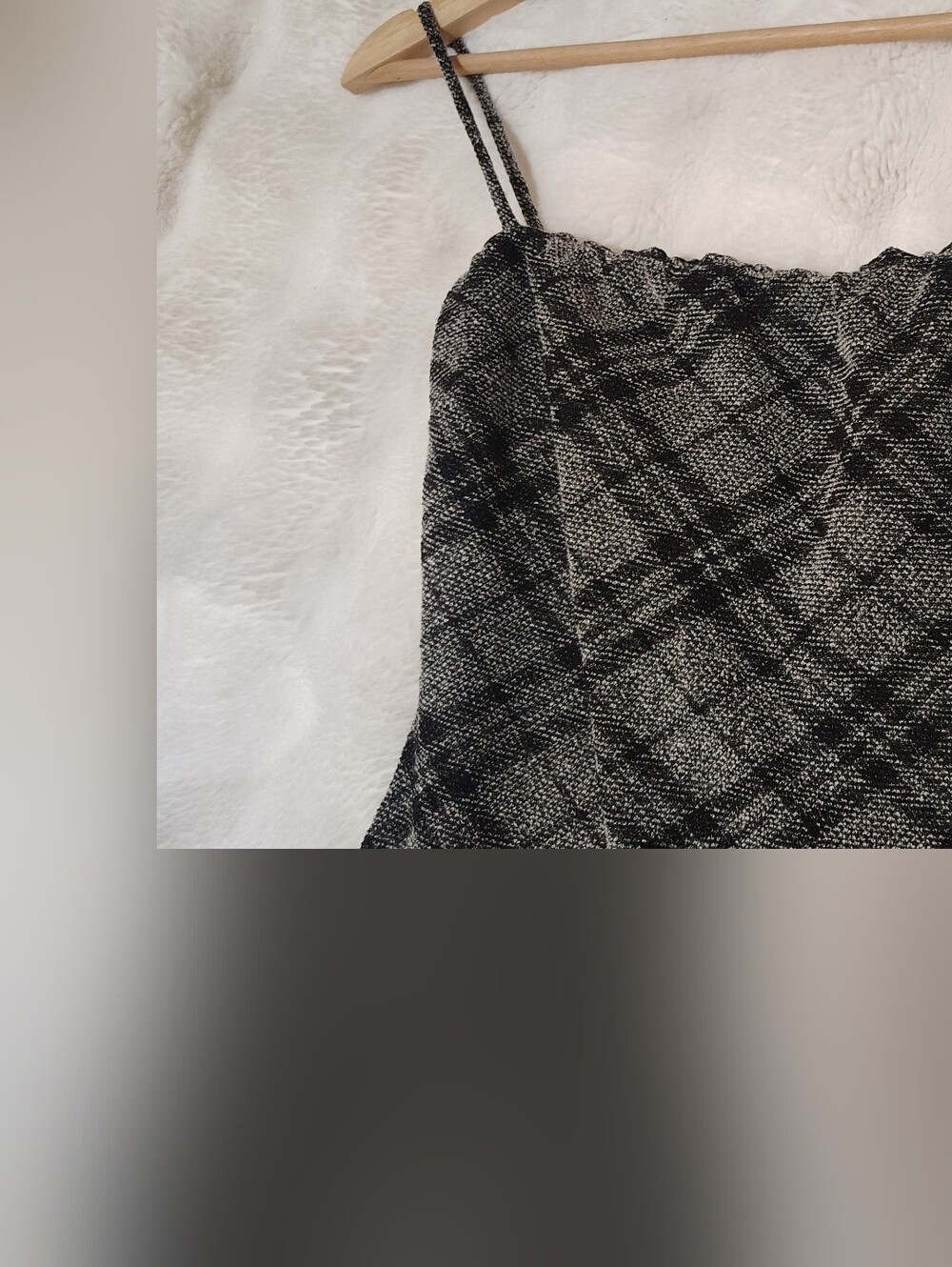 Black & Gray Plaid Spaghetti-Strap Mini Dress - Picture 3 of 12